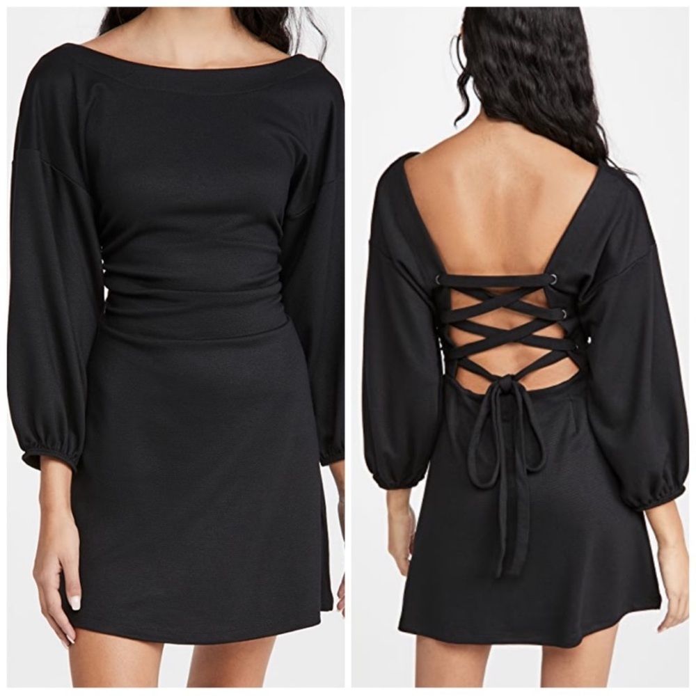 FREE PEOPLE Bianca Mini Dress Lace Up Back Sz Large-NWT